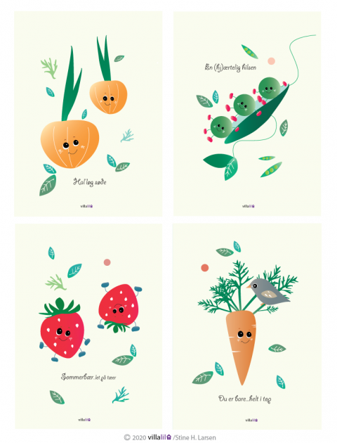 Pakke med 4 stk kort - grønne venner Pakke med 4 stk kort - grønne venner