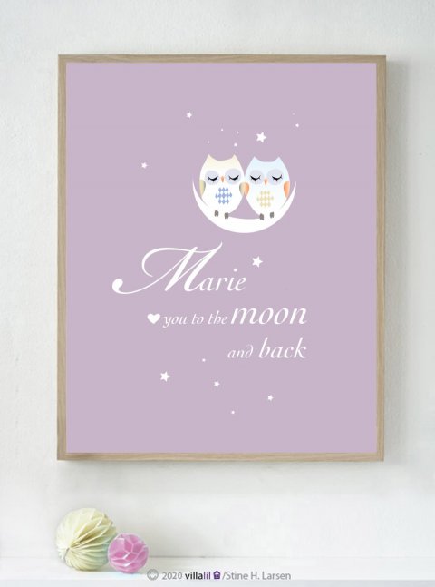 Navneplakat - love you to the moon and back Navneplakat - love you to the moon and back