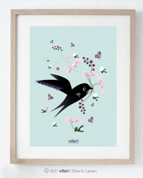 Villalil svale med buket Villalil svale med buket