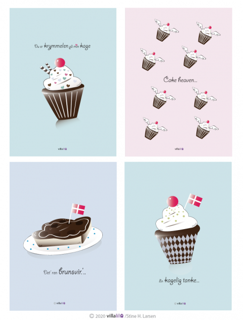 Kageæske med fire kort - frit valg Kageæske med fire kort - frit valg